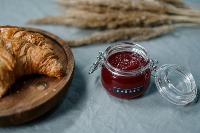 product photo of croissant and jam